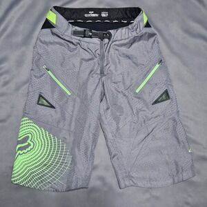 Fox Racing Men Demo DH Downhill Riding Shorts Cycle Moto Gray Green Size 32